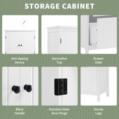 43.3" Adjustable Shelves Bathroom Storage Cabinet, White