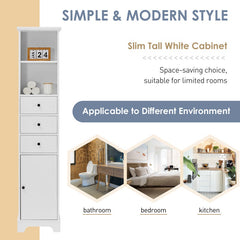 68.3" White Tall Bathroom Cabinet