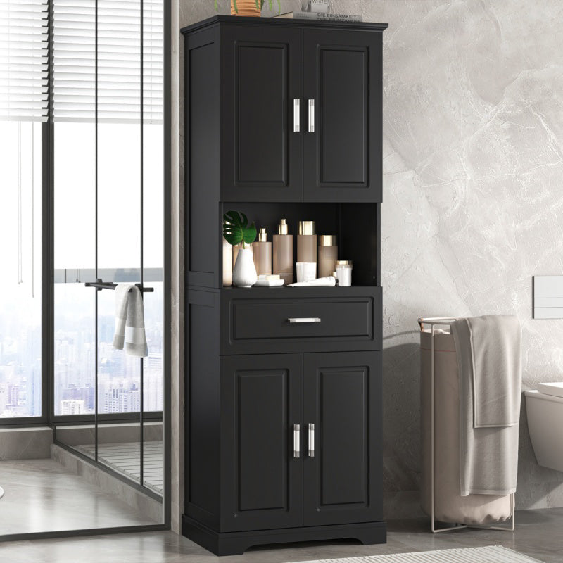 70.8" 4-Door Tall Bathroom Cabinet, Black