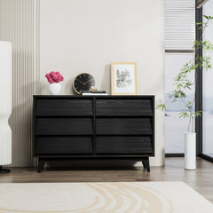 47.2"  Modern 6 Drawer Chest of Drawers, Black