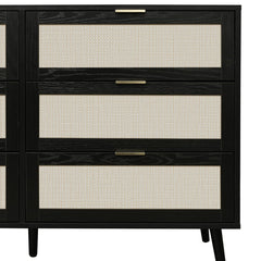 46.6" Modern 6 Drawer Wooden Chest of Drawers, Black