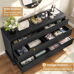 47.2" Bedroom Black 6 Drawer Chest