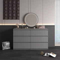47.2" Bedroom Grey 6 Drawer Dresser