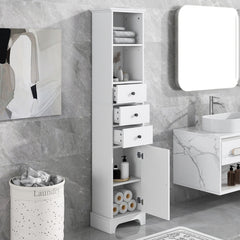 68.3" White Tall Bathroom Cabinet