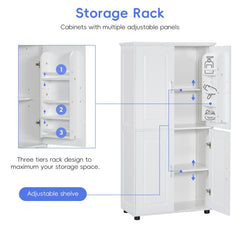 62.2" Bathroom Floor Storage Cabinet, White