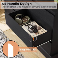 47.2" Bedroom Black 6 Drawer Chest