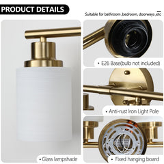 Modern 5 Light Vanity Lamp with Frosted Glass Shade