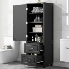 61.4" High Bathroom Storage Cabinet, Black