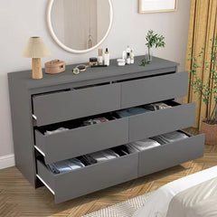 47.2" Bedroom Grey 6 Drawer Dresser