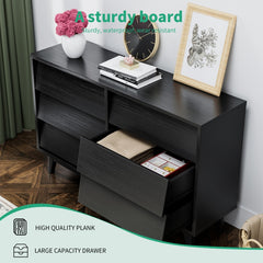 47.2"  Modern 6 Drawer Chest of Drawers, Black