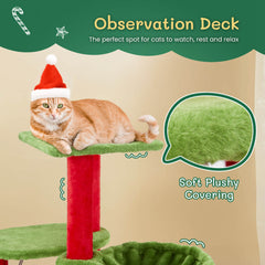 32in Cat Scratching Posts Tower with Cat Condo and Hammock