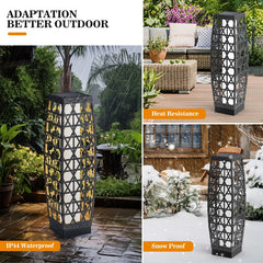 Outdoor Wicker Solar Floor Lamp