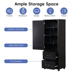 61.4" High Bathroom Storage Cabinet, Black