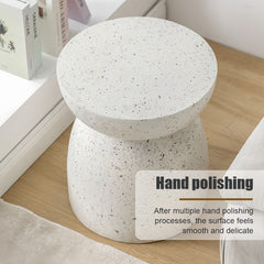 15.7" Modern Round Stone Side Table