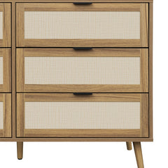 46.6" Modern 6 Drawer Wooden Chest of Drawers, Wood Color