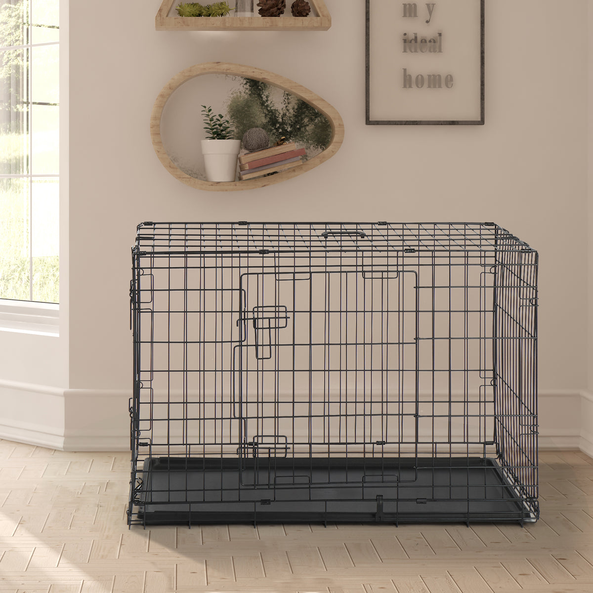36" 42" Pet Kennel Cat Dog Folding Steel Crate Animal Playpen