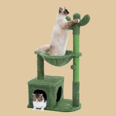 Cactus Cat Tree 40" Cat Tower with Large Hammock