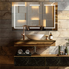 48 Inch 3 Door LED Bathroom Wall Cabinet with Mirror
