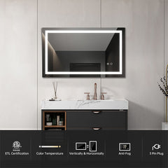 40 inch LED Bathroom Vanity Mirror Anti-Fog Wall Mirror +Dimmer Function