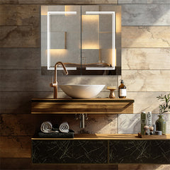 32 Inch Double Door LED Bathroom Mirror Cabinet