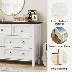 54" Farmhouse 7 Drawer Bedroom Dresser