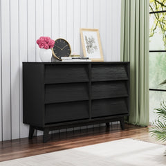 47.2"  Modern 6 Drawer Chest of Drawers, Black