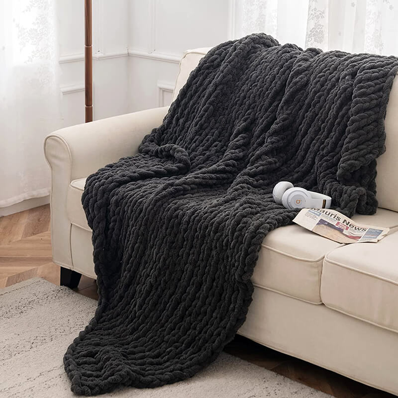 Chenille Yarn Chunky Knit Blankets