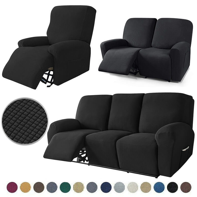 1/2/3/4 Seater Knitted Jacquard Recliner Chair Covers