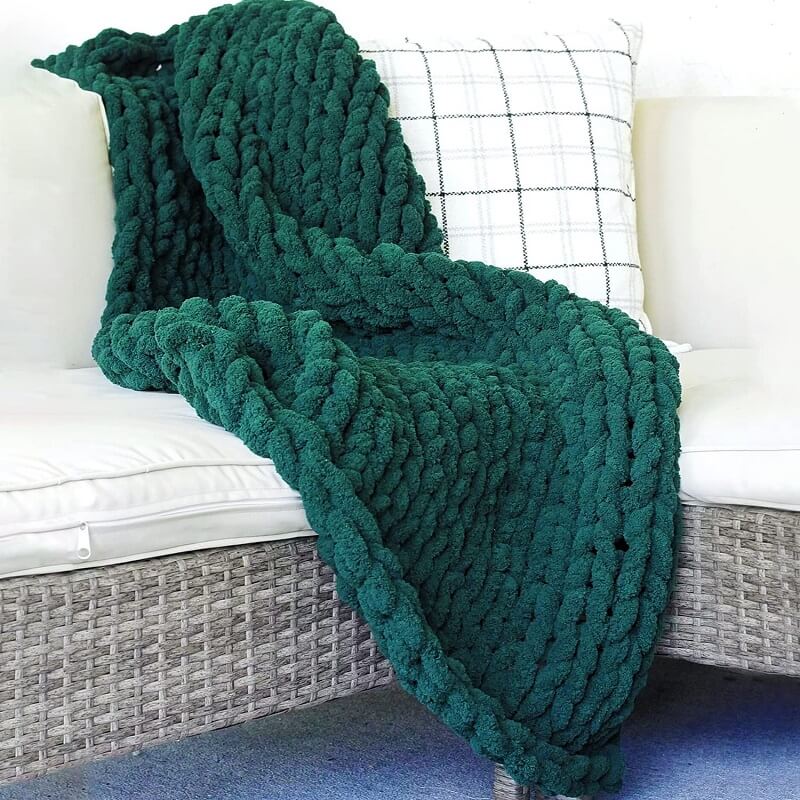 Chenille Yarn Chunky Knit Blankets