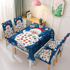 Christmas Waterproof Dust-Proof Tablecloth Covers And Stretchable Chair Covers
