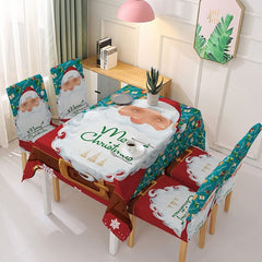 Christmas Waterproof Dust-Proof Tablecloth Covers And Stretchable Chair Covers