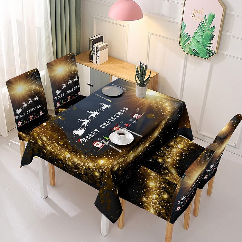 Christmas Waterproof Dust-Proof Tablecloth Covers And Stretchable Chair Covers