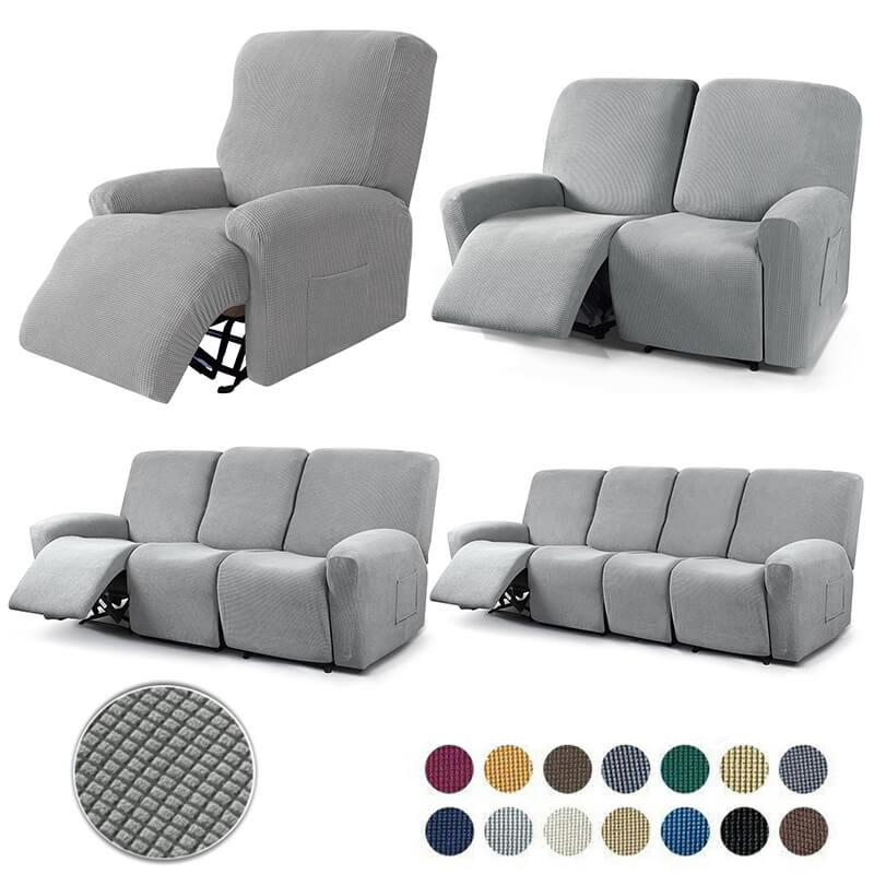 1/2/3/4 Seater Knitted Jacquard Recliner Chair Covers