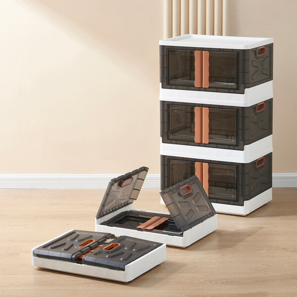 Large Capacity Folding Storage Bin with Lids-3 Packs, 13Gal