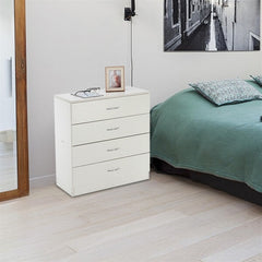 Modern 4-Drawer Wooden Bedside Table