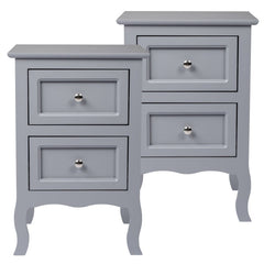 2 Pcs Pastoral Style Solid Wood Bedside Table