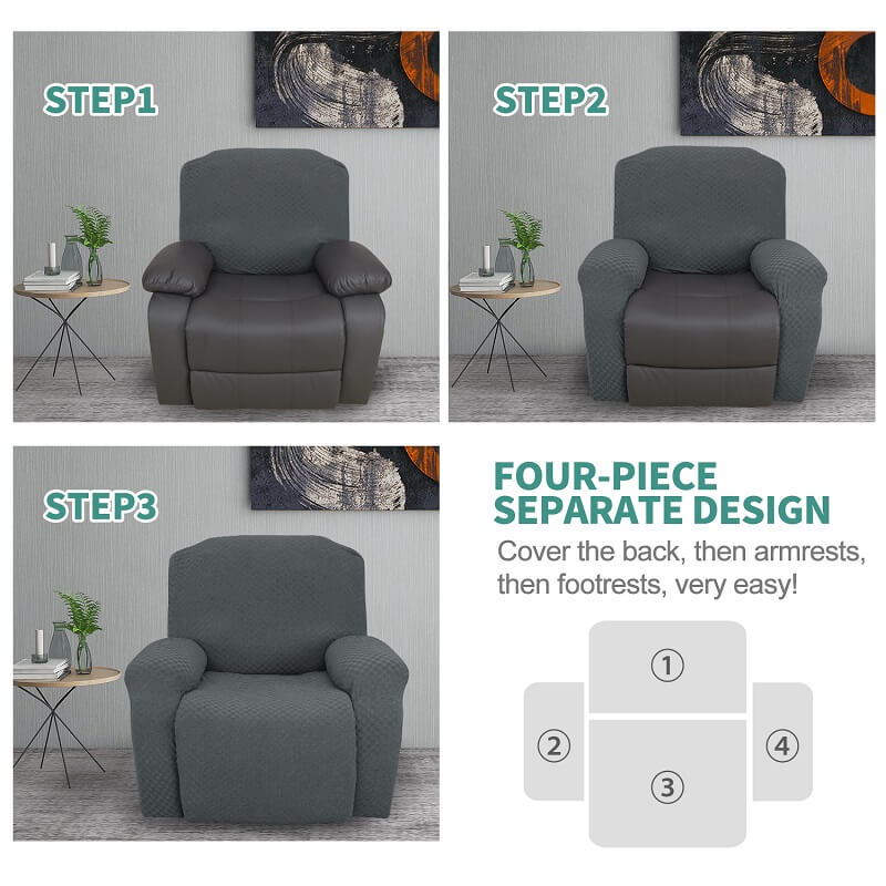 Stretch Square Jacquard Recliner Chair Cover 4 Pieces