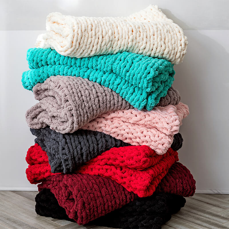 Chenille Yarn Chunky Knit Blankets