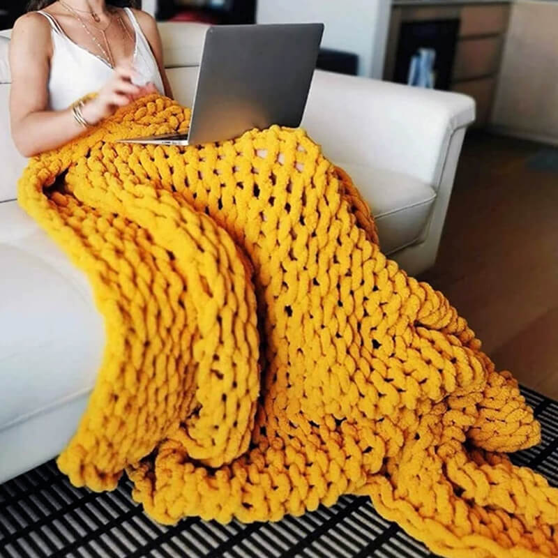 Chenille Yarn Chunky Knit Blankets