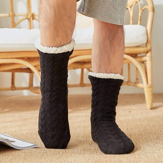 Mens Fleece Slipper Socks
