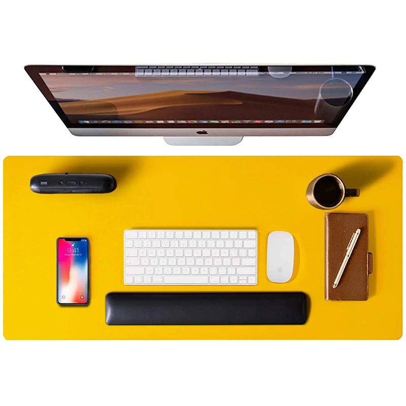Double-Sided PU Leather Desk Mat, Sewing Edge
