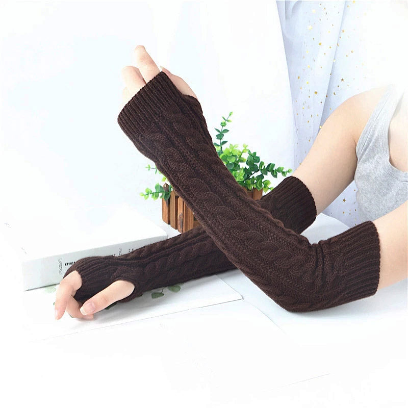 Women's Knitted Long Fingerless Arm Warmers
