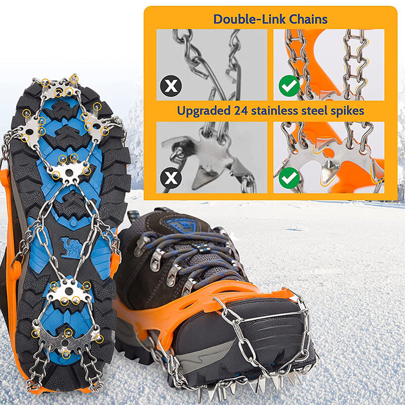 24 Teeth Ice Snow Cleats for Shoes Boots