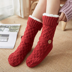 Women Warm Fluffy Fleece Lining Slipper Socks