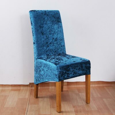 Stretch Crushed Velvet XL Chair Covers-Peacock blue