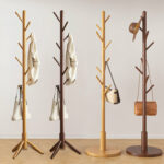 Wooden Coat Rack Stand with 8 Hooks