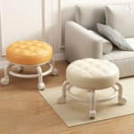 Round Low Rolling Stool with Cushion