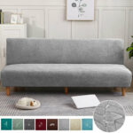 Waterproof Jacquard Futon Slipcover, Stretch Armless Sofa Bed Cover