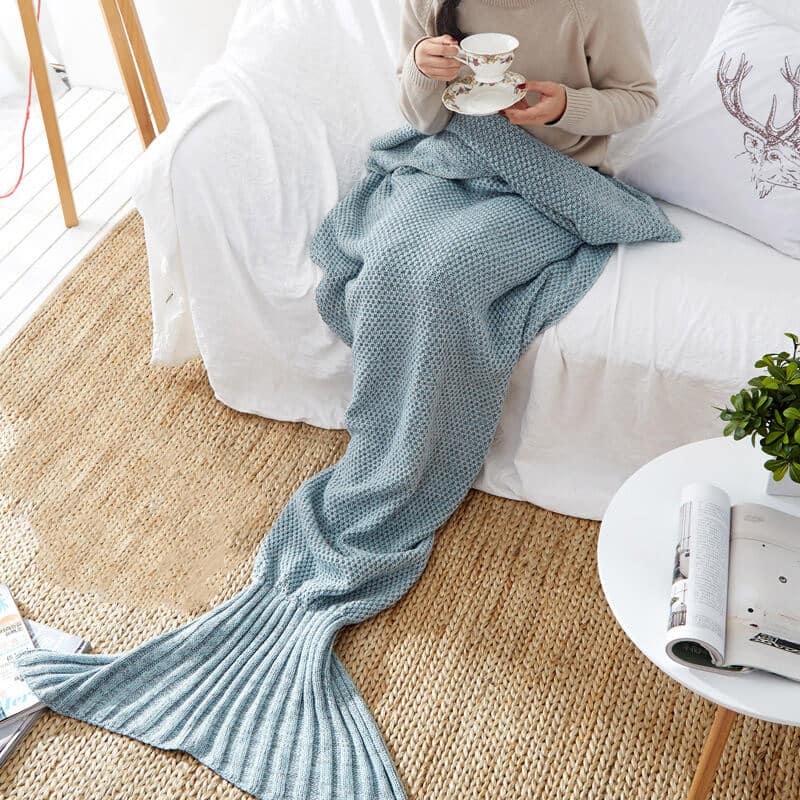 Knitted Mermaid Tail Blanket for Adults & Kids