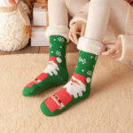 Women Fleece Christmas Slipper Socks with Gripper